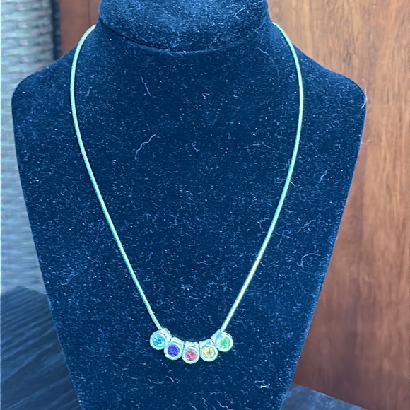 Sterling Silver Italian Necklace with Gemstones - Picture 10 of 12